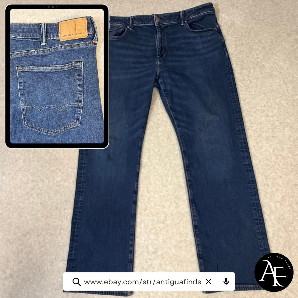 American Eagle Airflex+ Original Bootcut Jeans Mens 38x32 Blue Denim Stretch